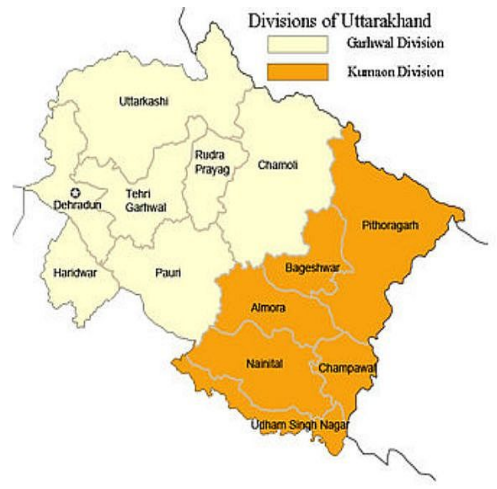 Political Map of Uttarakhand